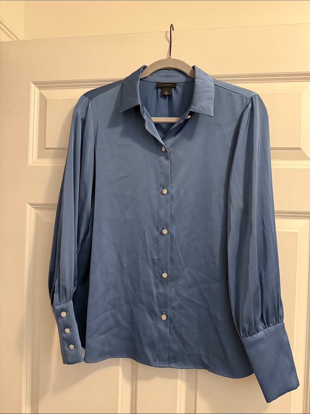 Halogen Light Blue Button-Front Women's Blouse